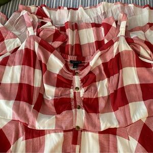 NEW Torrid Dress Women’s 5X Sleeveless Red White Check Maxi Lined country west